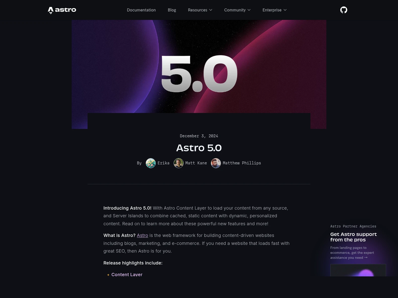 Astro 5.0 のキービジュアル