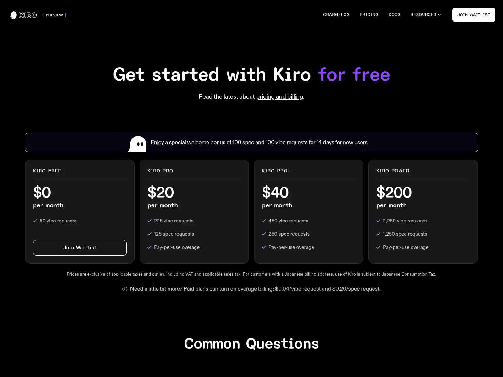 Kiro Pricing