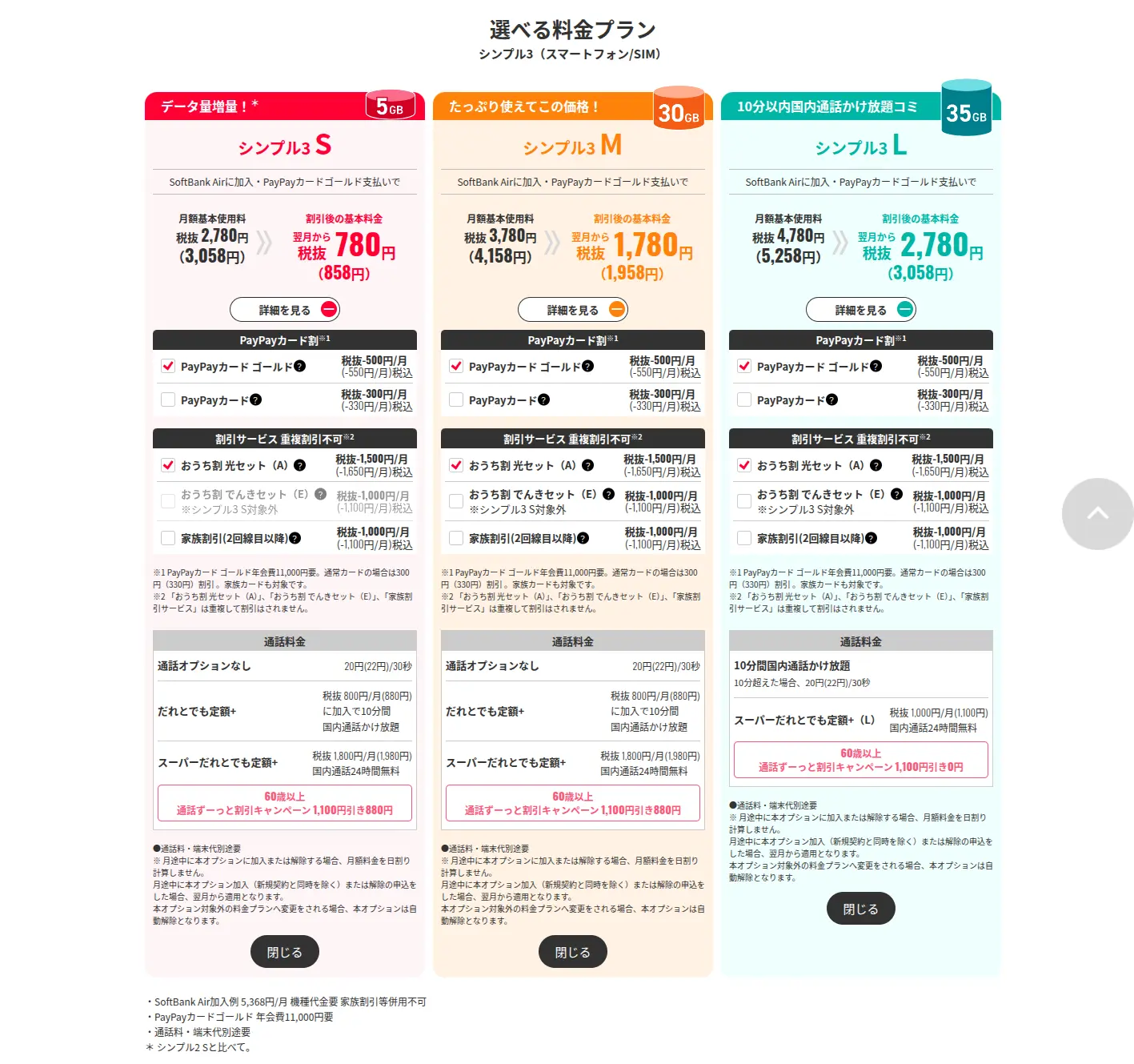 ワイモバイル シンプル3の料金プラン